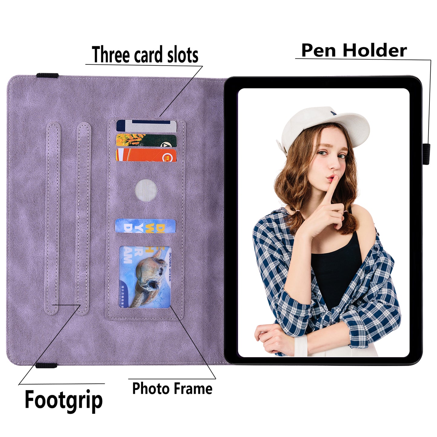For Samsung Galaxy Tab A9+ Card Holder Tablet Case PU Leather Butterfly Flower Imprinted Stand Cover