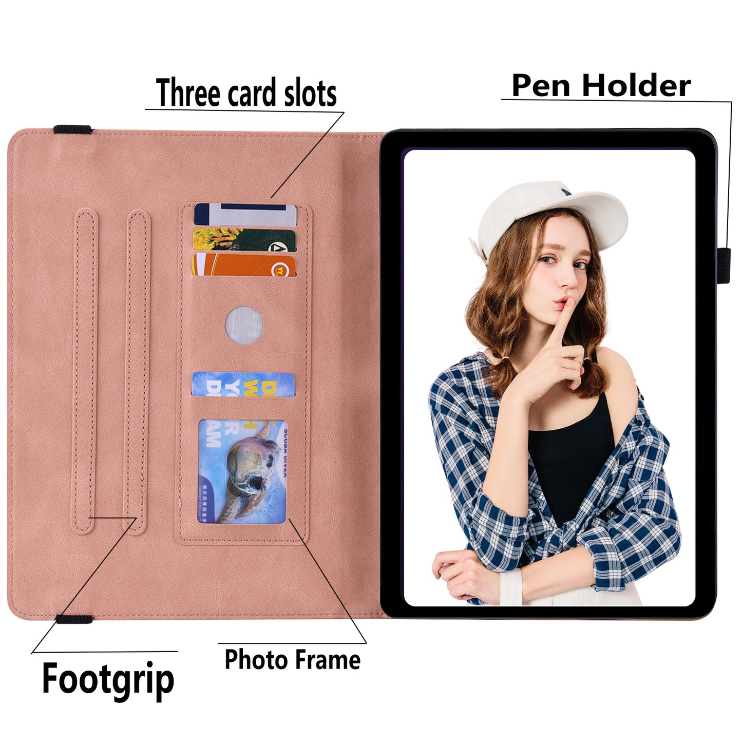 For Samsung Galaxy Tab A9+ Card Holder Tablet Case PU Leather Butterfly Flower Imprinted Stand Cover