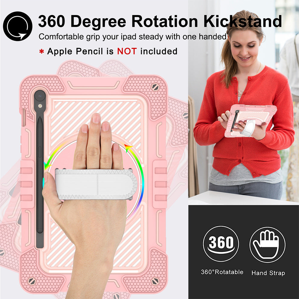 Shockproof Case for Samsung Galaxy Tab S9 Kickstand Silicone+PC Tablet Cover with Wrist Band / Shoulder Strap