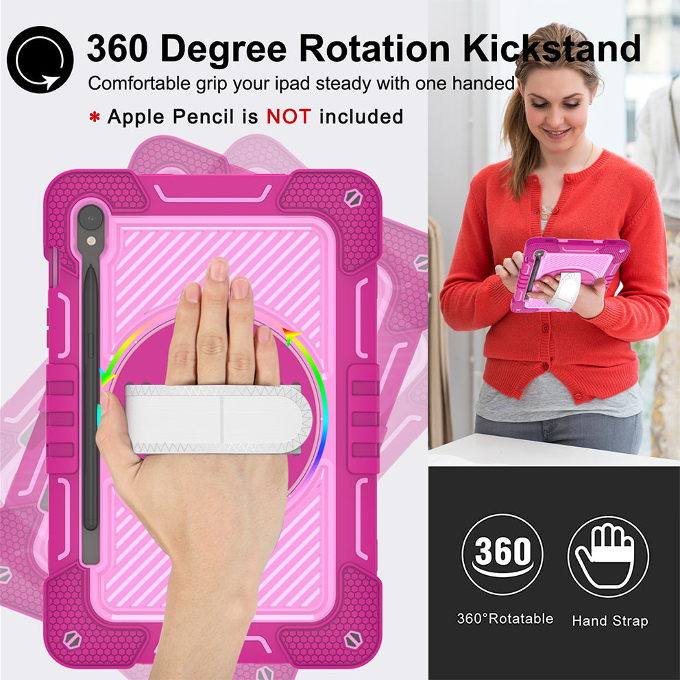 Shockproof Case for Samsung Galaxy Tab S9 Kickstand Silicone+PC Tablet Cover with Wrist Band / Shoulder Strap