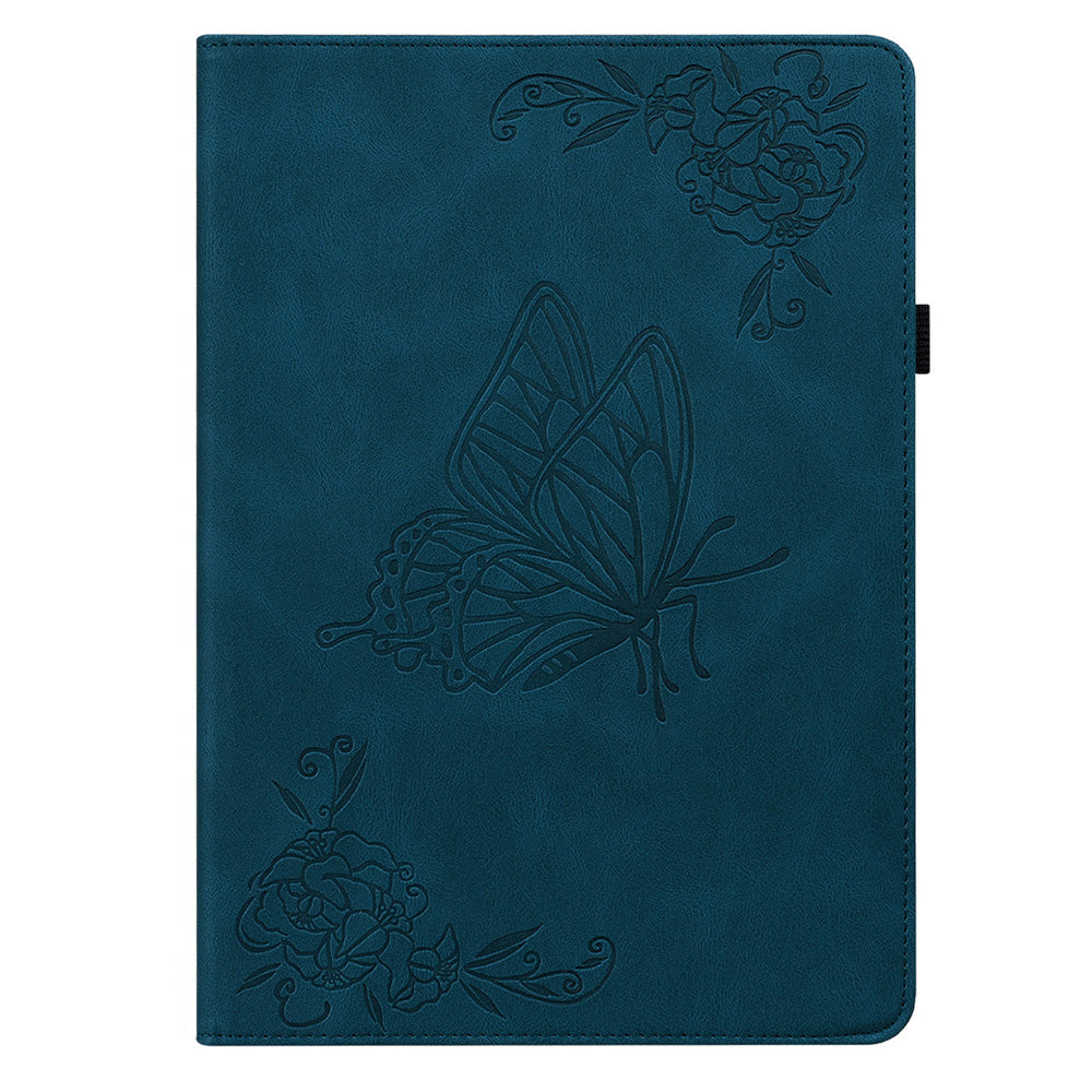 Anti-drop Tablet Case for Nokia T20 PU Leather Butterfly Flower Imprinted Card Holder Stand Cover