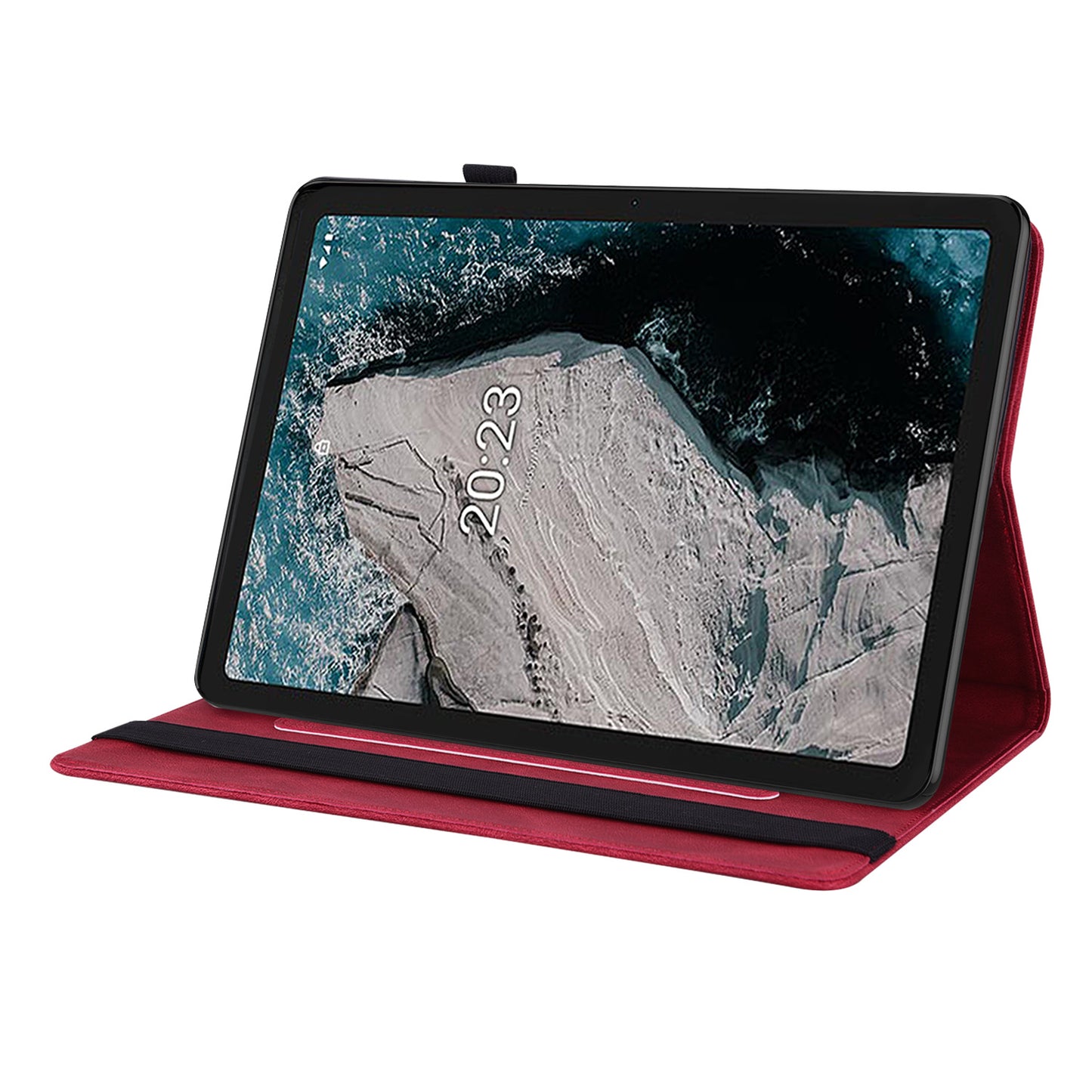 Anti-drop Tablet Case for Nokia T20 PU Leather Butterfly Flower Imprinted Card Holder Stand Cover