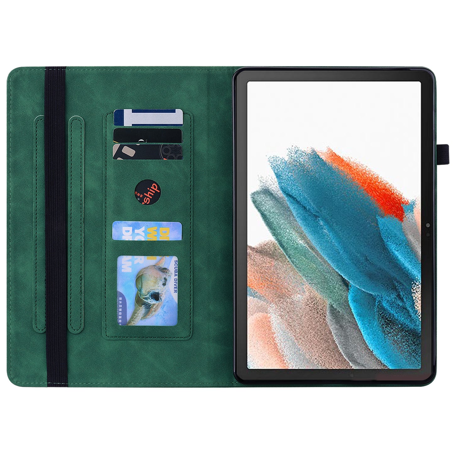For Samsung Galaxy Tab A9+ PU Leather Tablet Case Zipper Pocket Tablet Cover with Stand