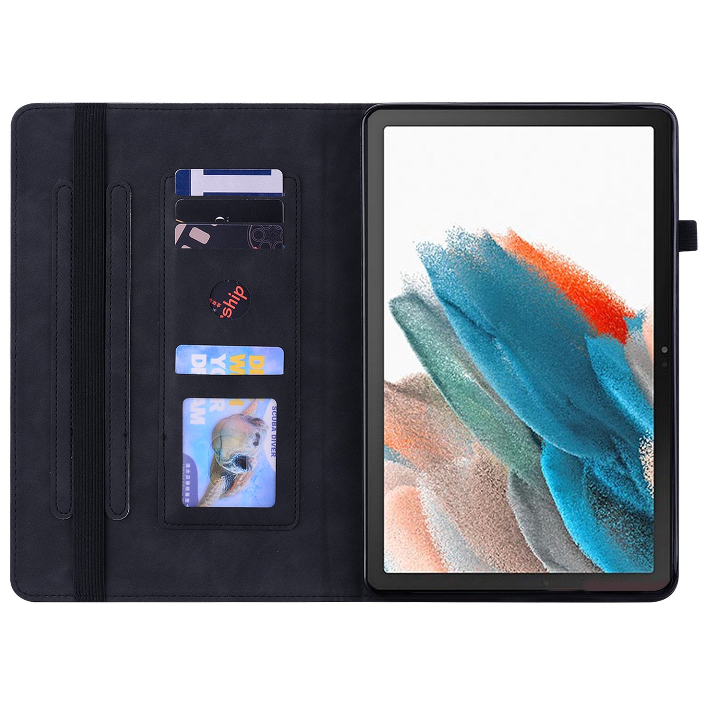 For Samsung Galaxy Tab A9+ PU Leather Tablet Case Zipper Pocket Tablet Cover with Stand