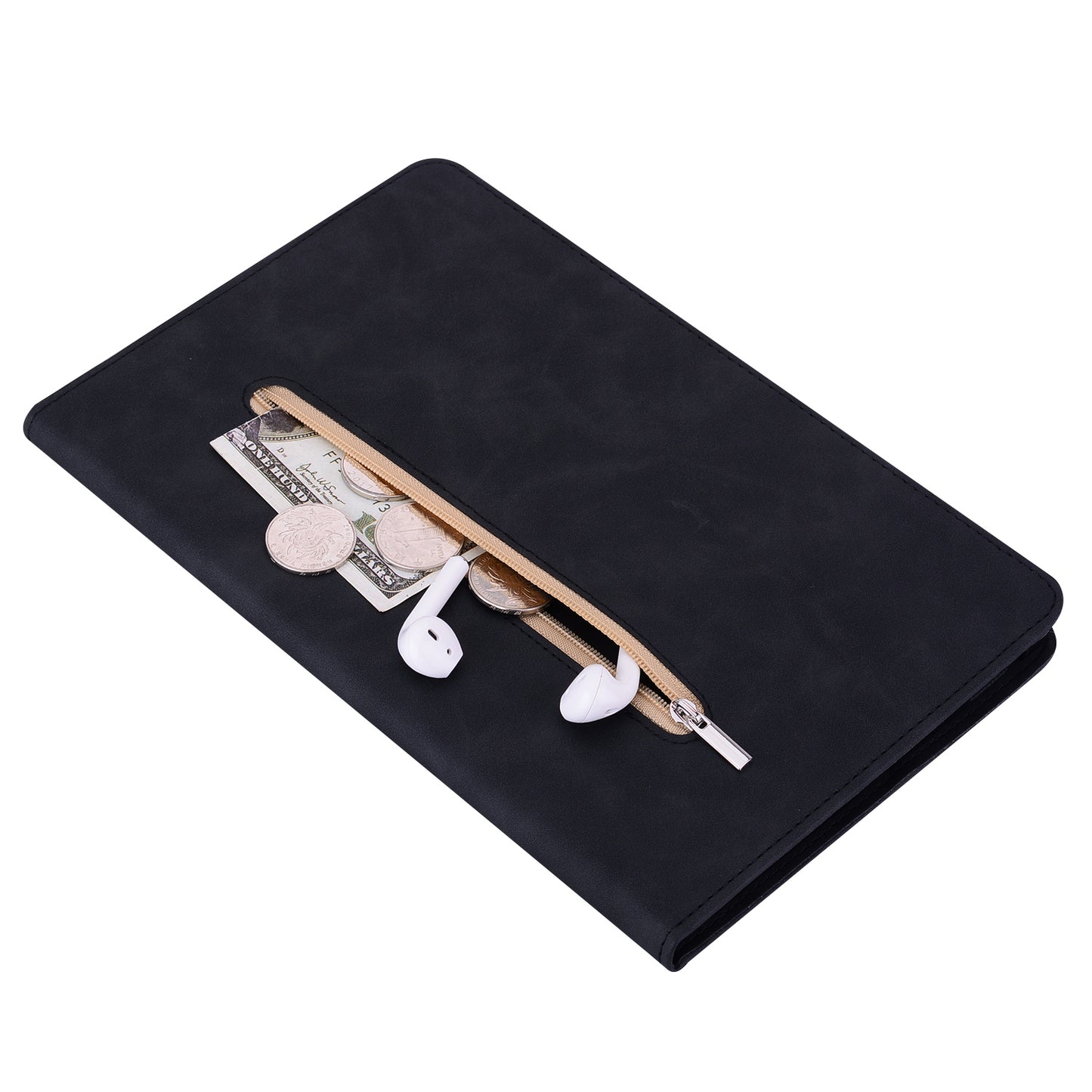 For Samsung Galaxy Tab A9+ PU Leather Tablet Case Zipper Pocket Tablet Cover with Stand