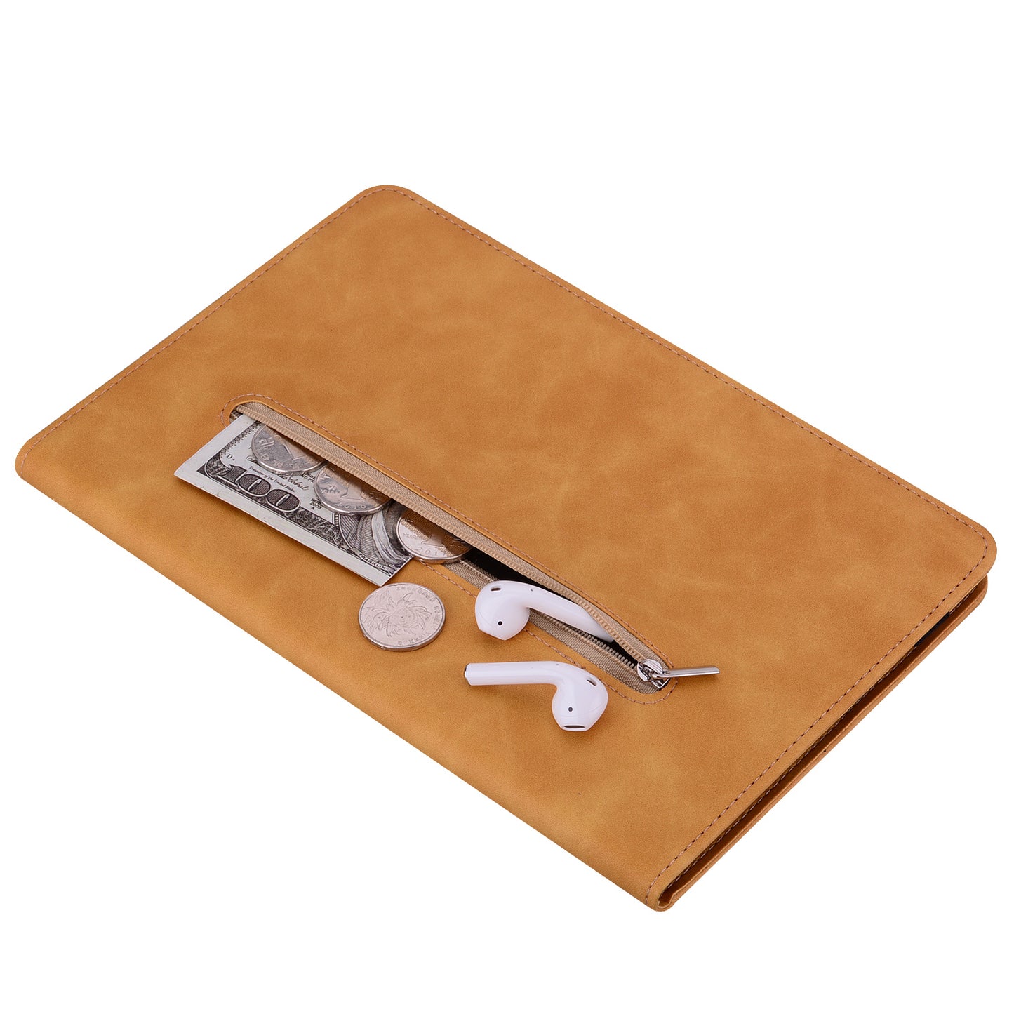 For Samsung Galaxy Tab A9+ PU Leather Tablet Case Zipper Pocket Tablet Cover with Stand