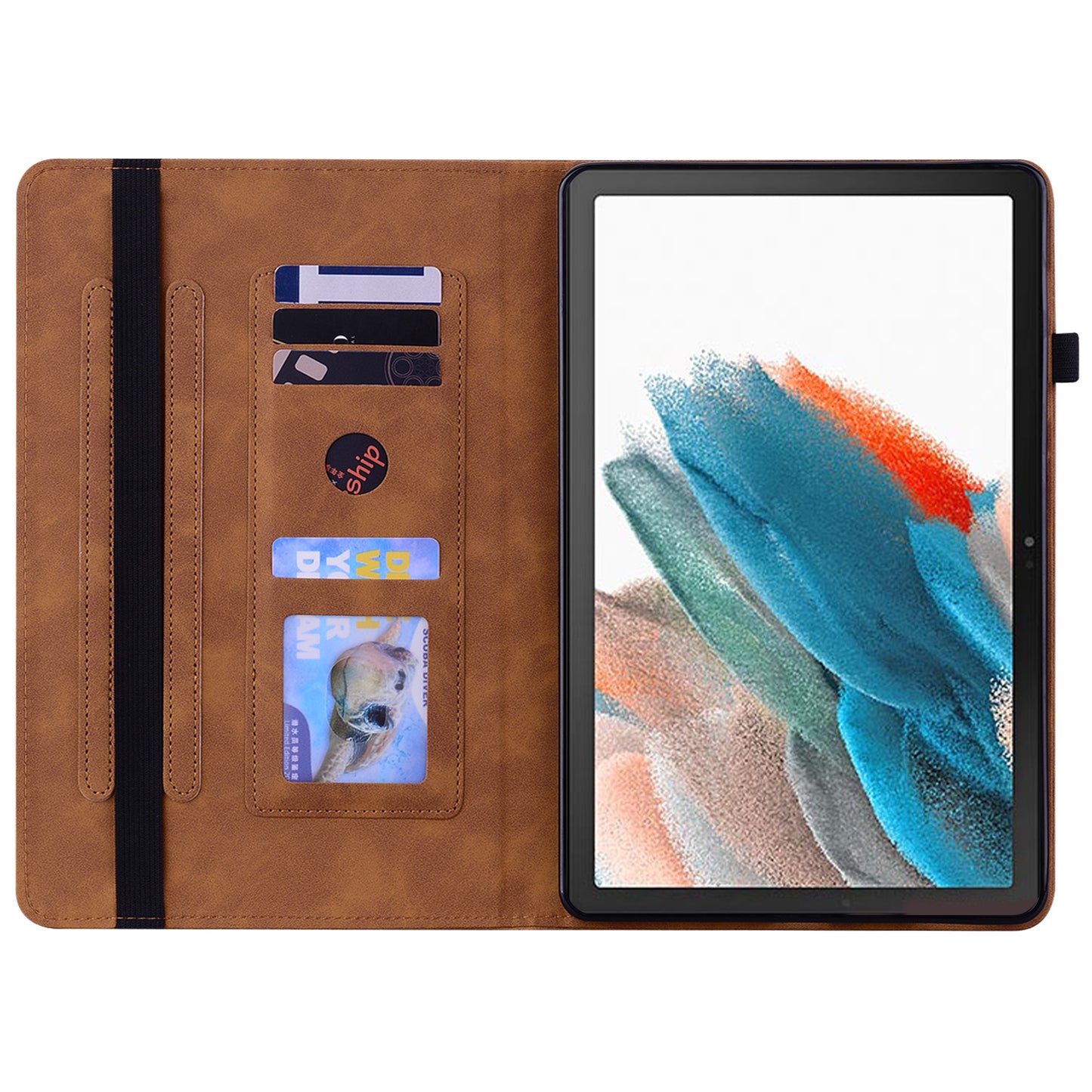 For Samsung Galaxy Tab A9+ PU Leather Tablet Case Zipper Pocket Tablet Cover with Stand