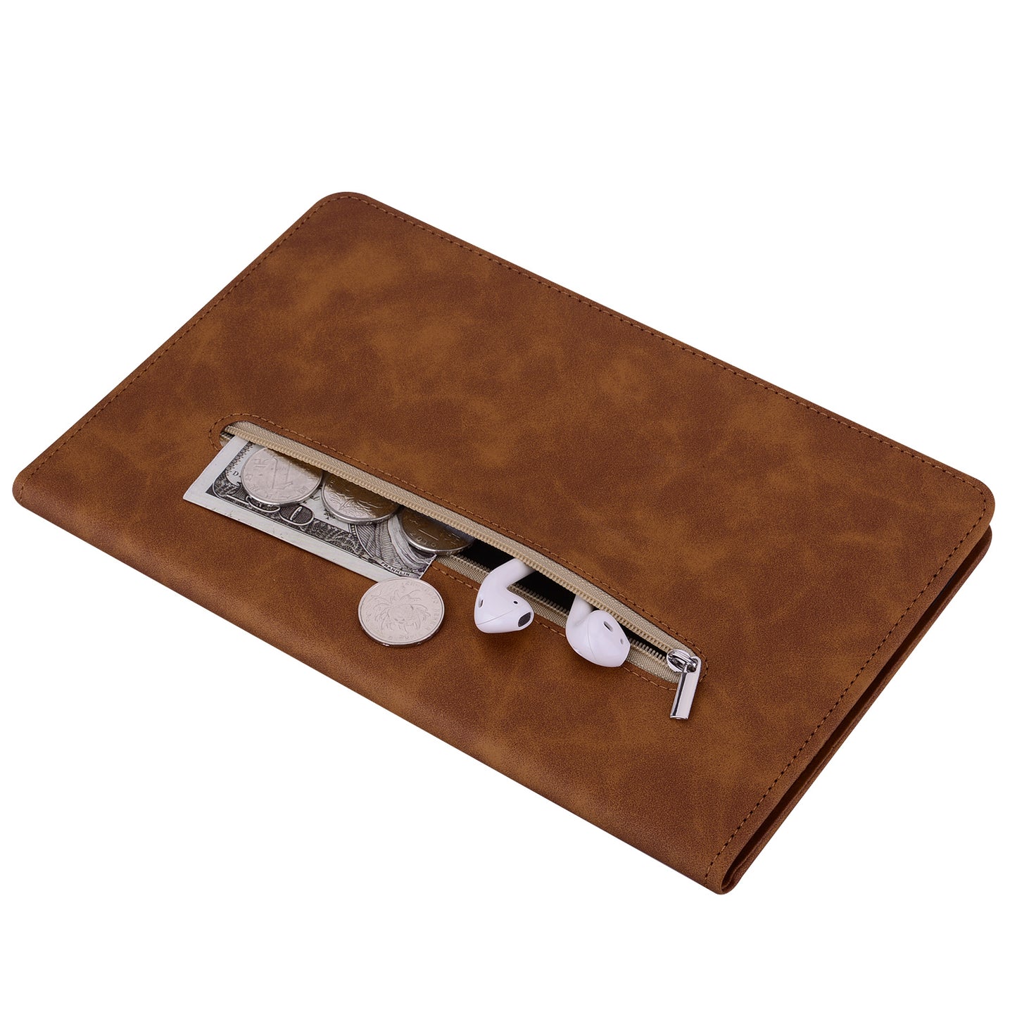 For Samsung Galaxy Tab A9+ PU Leather Tablet Case Zipper Pocket Tablet Cover with Stand