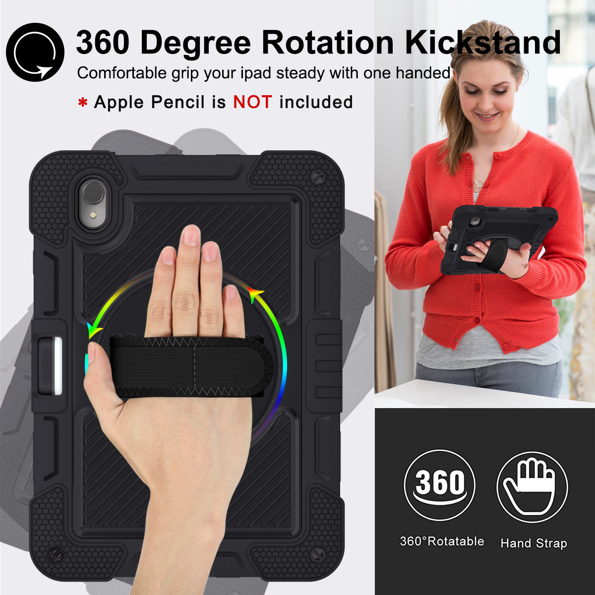 Silicone + PC Tablet Cover for Huawei MatePad 11 (2023) Shockproof Kickstand Cover with Wrist Band / Shoulder Strap