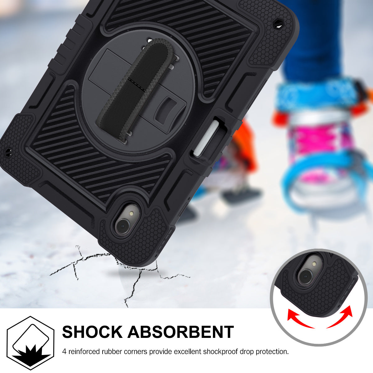 Silicone + PC Tablet Cover for Huawei MatePad 11 (2023) Shockproof Kickstand Cover with Wrist Band / Shoulder Strap
