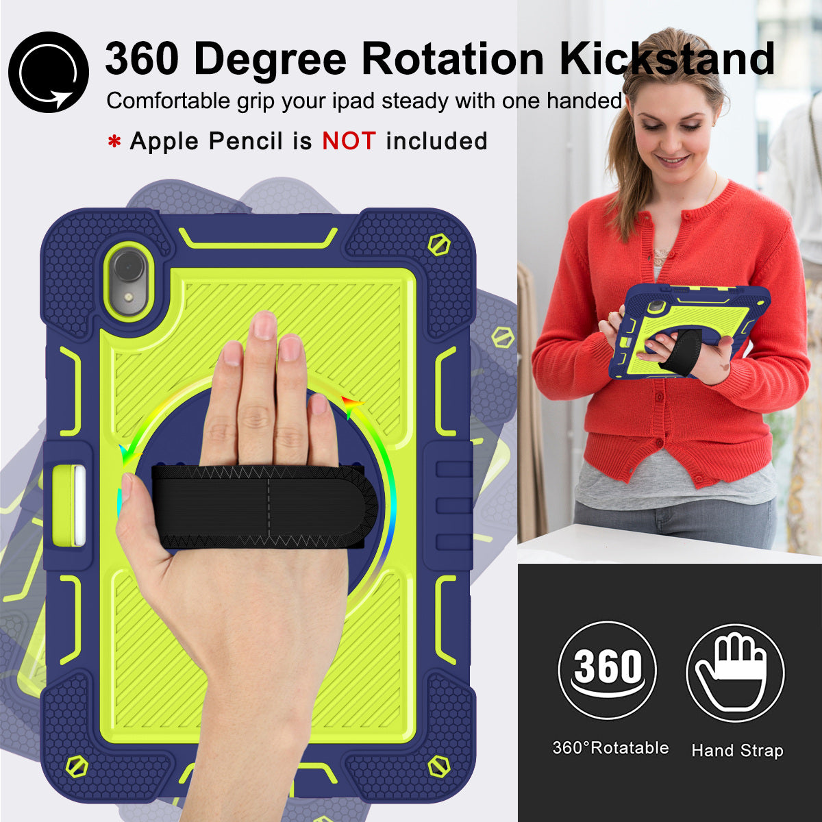 Silicone + PC Tablet Cover for Huawei MatePad 11 (2023) Shockproof Kickstand Cover with Wrist Band / Shoulder Strap