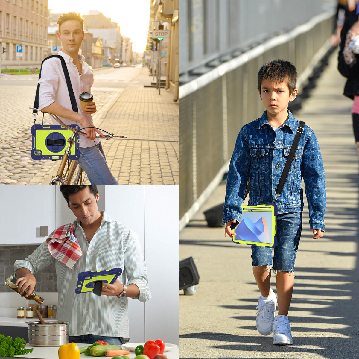 Silicone + PC Tablet Cover for Huawei MatePad 11 (2023) Shockproof Kickstand Cover with Wrist Band / Shoulder Strap