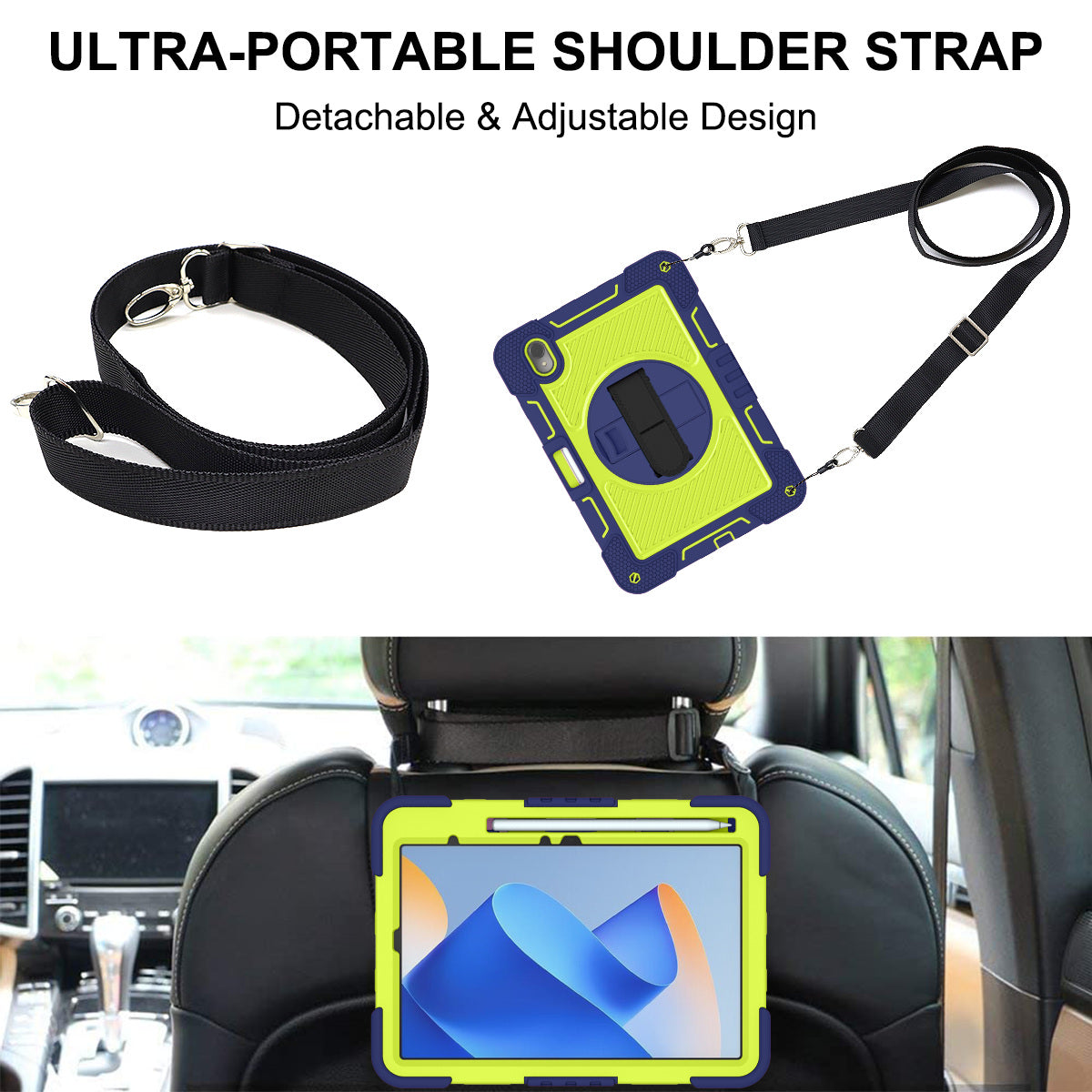 Silicone + PC Tablet Cover for Huawei MatePad 11 (2023) Shockproof Kickstand Cover with Wrist Band / Shoulder Strap