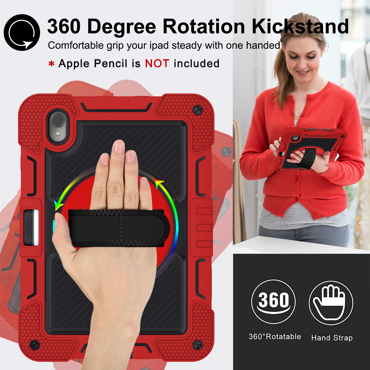 Silicone + PC Tablet Cover for Huawei MatePad 11 (2023) Shockproof Kickstand Cover with Wrist Band / Shoulder Strap