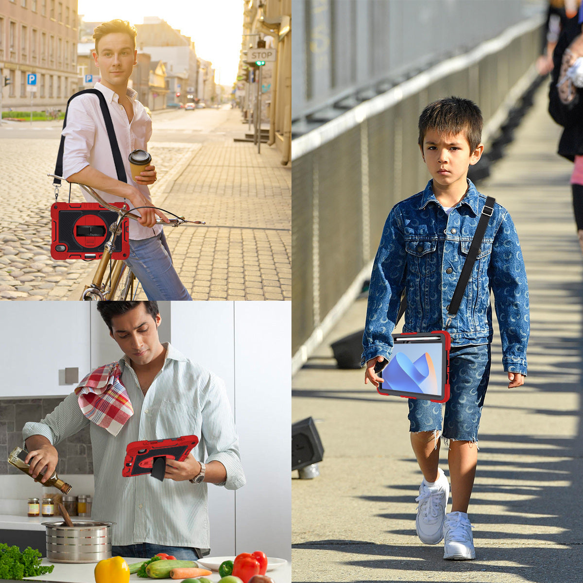Silicone + PC Tablet Cover for Huawei MatePad 11 (2023) Shockproof Kickstand Cover with Wrist Band / Shoulder Strap