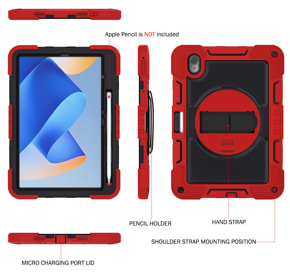 Silicone + PC Tablet Cover for Huawei MatePad 11 (2023) Shockproof Kickstand Cover with Wrist Band / Shoulder Strap