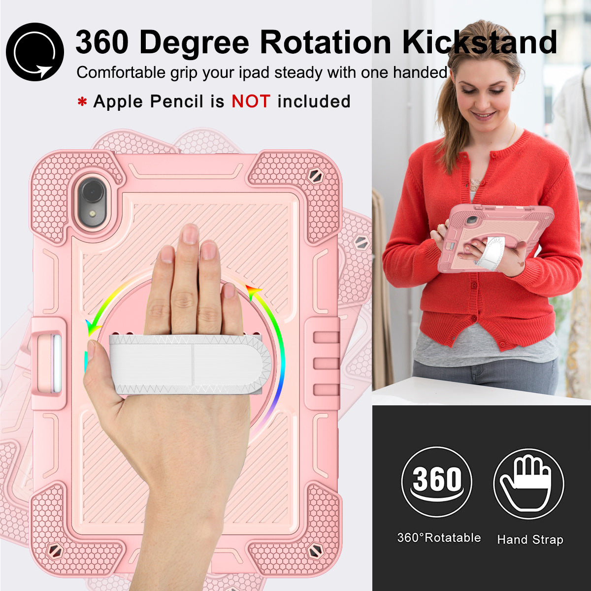 Silicone + PC Tablet Cover for Huawei MatePad 11 (2023) Shockproof Kickstand Cover with Wrist Band / Shoulder Strap