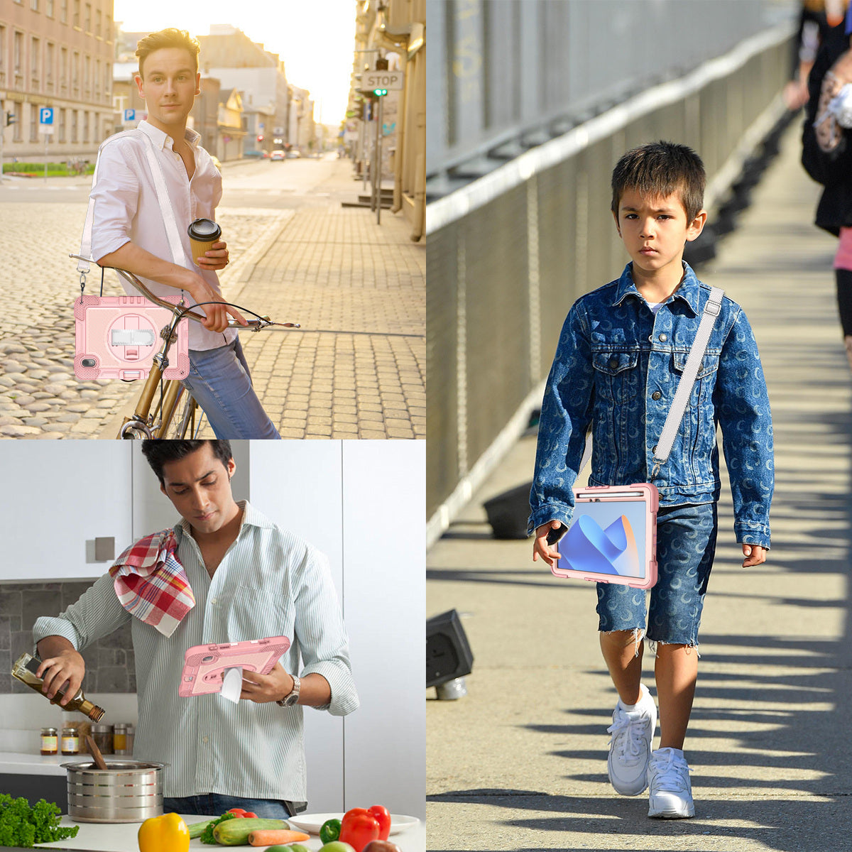 Silicone + PC Tablet Cover for Huawei MatePad 11 (2023) Shockproof Kickstand Cover with Wrist Band / Shoulder Strap