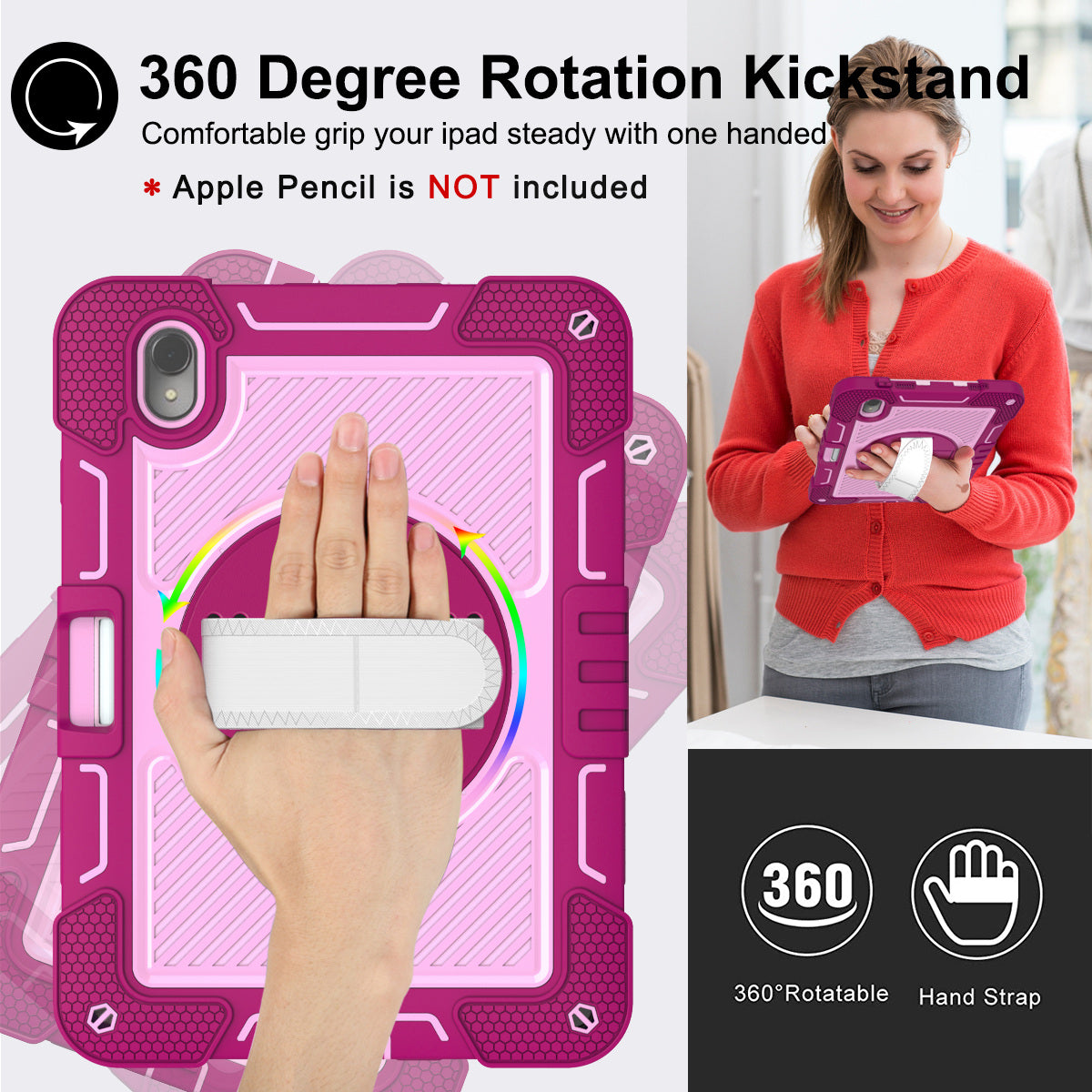 Silicone + PC Tablet Cover for Huawei MatePad 11 (2023) Shockproof Kickstand Cover with Wrist Band / Shoulder Strap