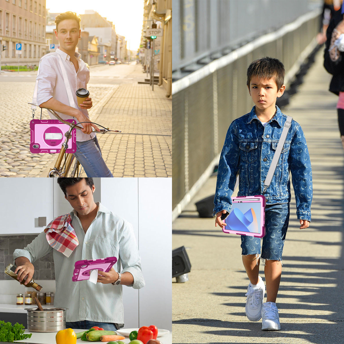 Silicone + PC Tablet Cover for Huawei MatePad 11 (2023) Shockproof Kickstand Cover with Wrist Band / Shoulder Strap