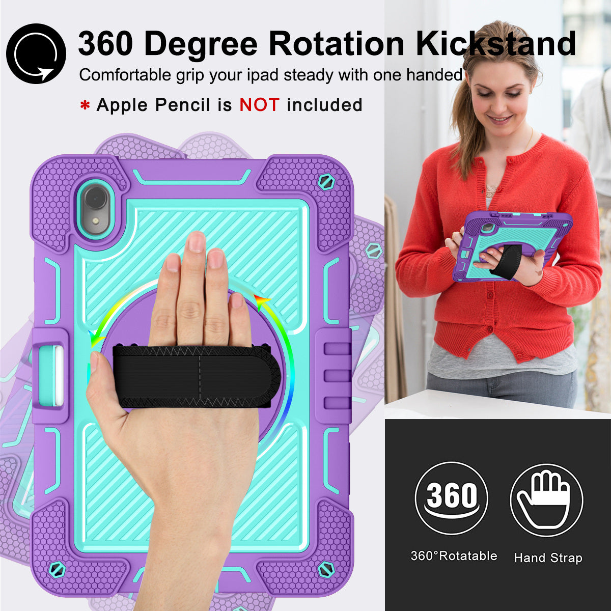 Silicone + PC Tablet Cover for Huawei MatePad 11 (2023) Shockproof Kickstand Cover with Wrist Band / Shoulder Strap