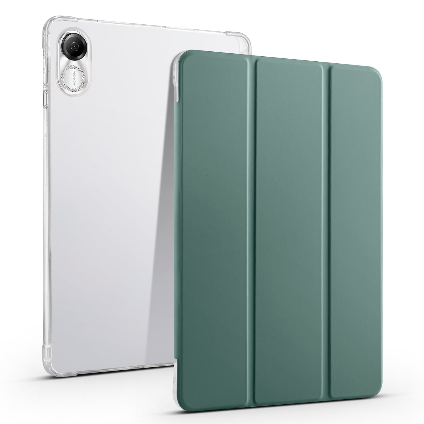 For Honor Pad X8 Pro / Pad X9 Trifold Stand Tablet Case Pen Slot PU Leather Transparent TPU Back Cover