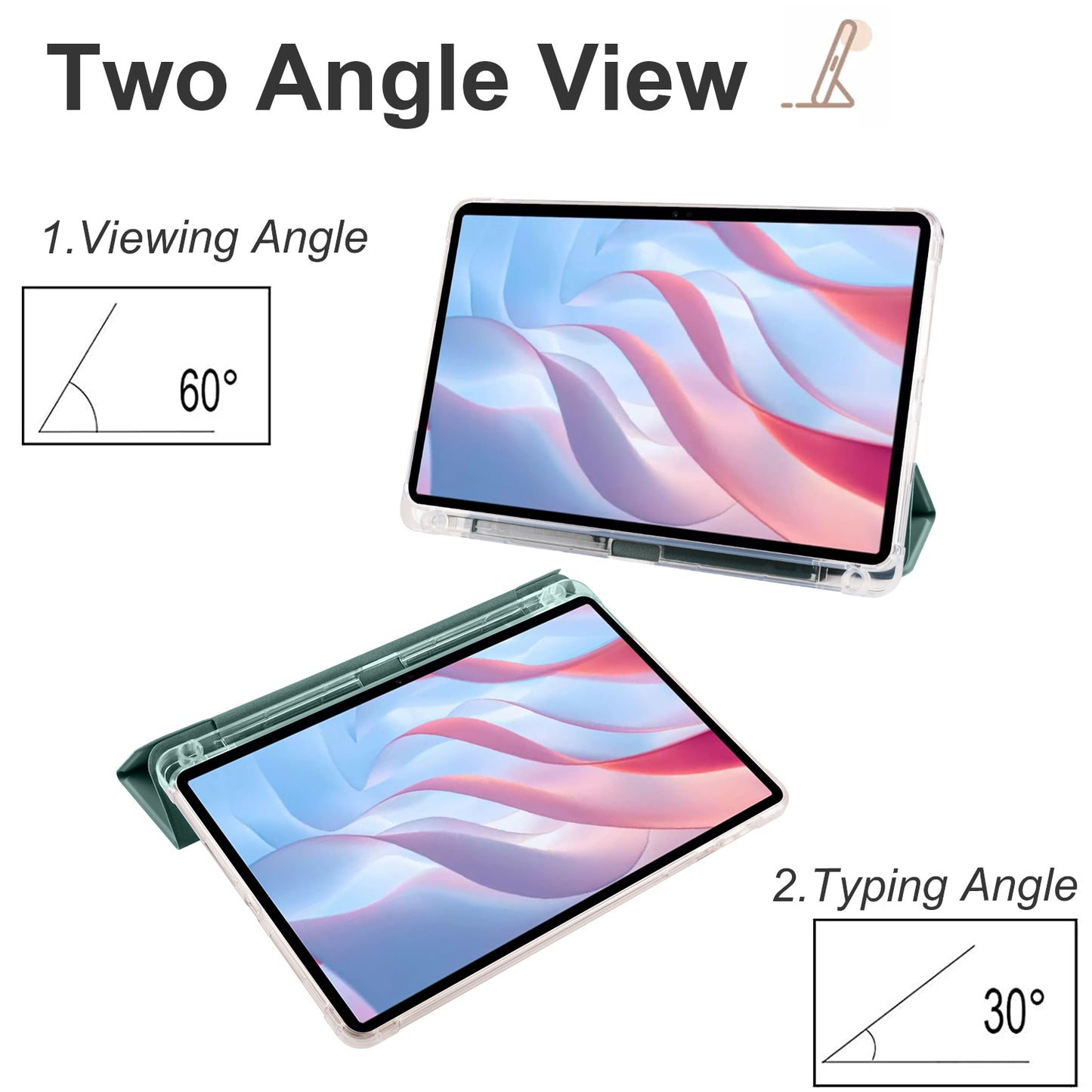 For Honor Pad X8 Pro / Pad X9 Trifold Stand Tablet Case Pen Slot PU Leather Transparent TPU Back Cover