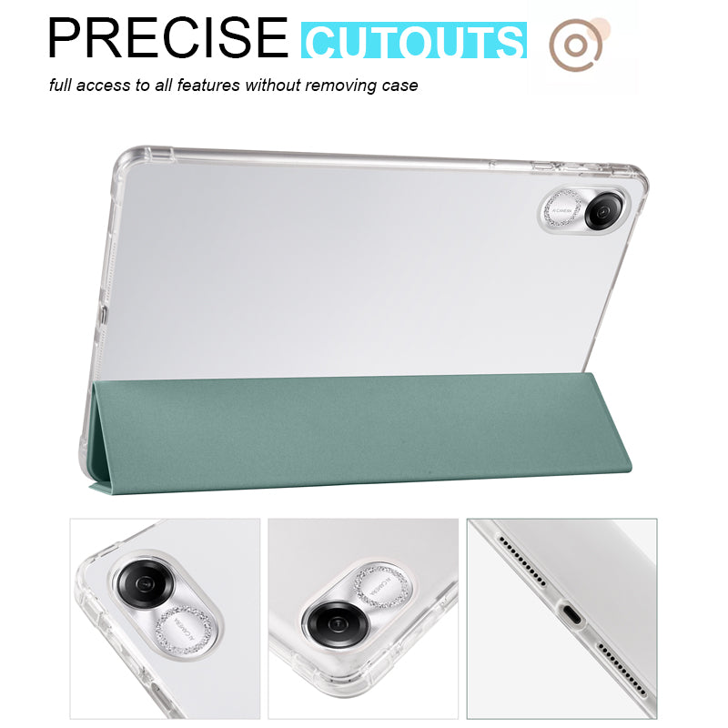 For Honor Pad X8 Pro / Pad X9 Trifold Stand Tablet Case Pen Slot PU Leather Transparent TPU Back Cover