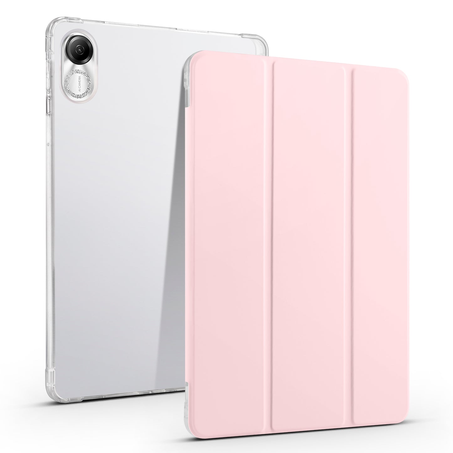For Honor Pad X8 Pro / Pad X9 Trifold Stand Tablet Case Pen Slot PU Leather Transparent TPU Back Cover