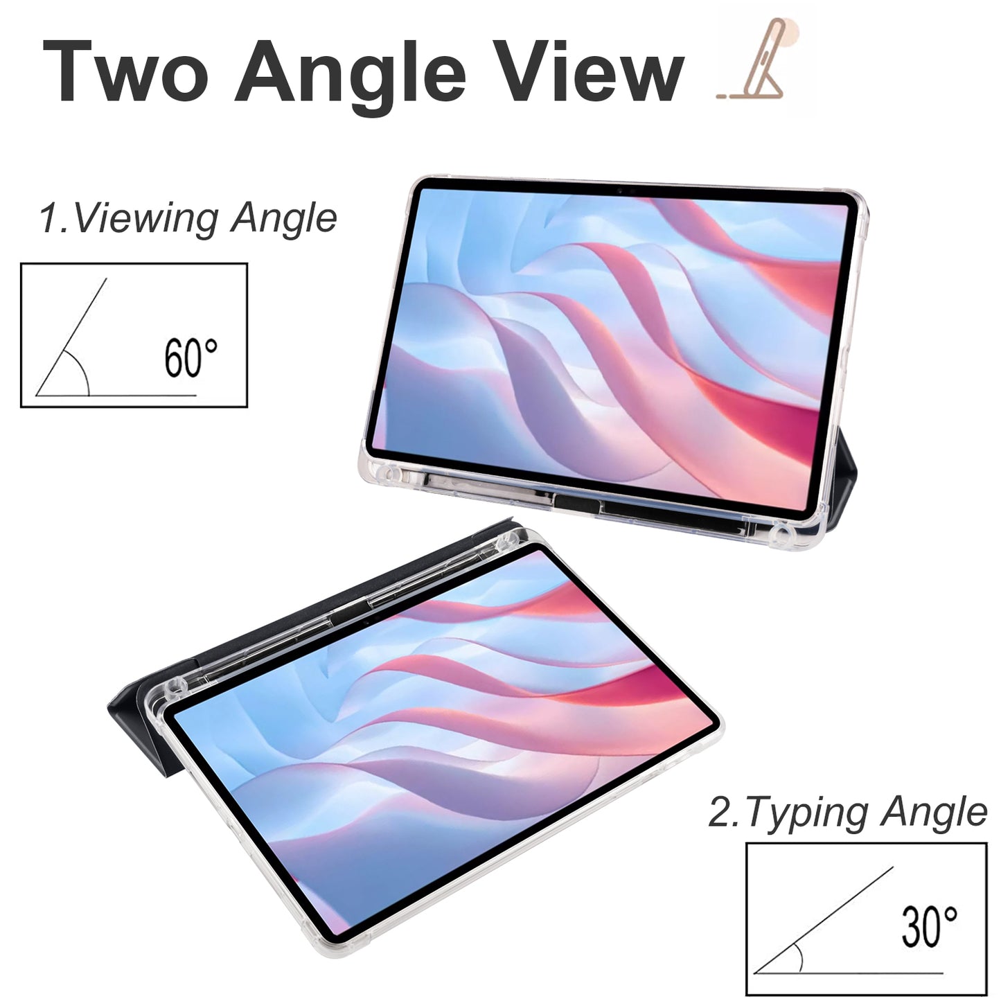 For Honor Pad X8 Pro / Pad X9 Trifold Stand Tablet Case Pen Slot PU Leather Transparent TPU Back Cover
