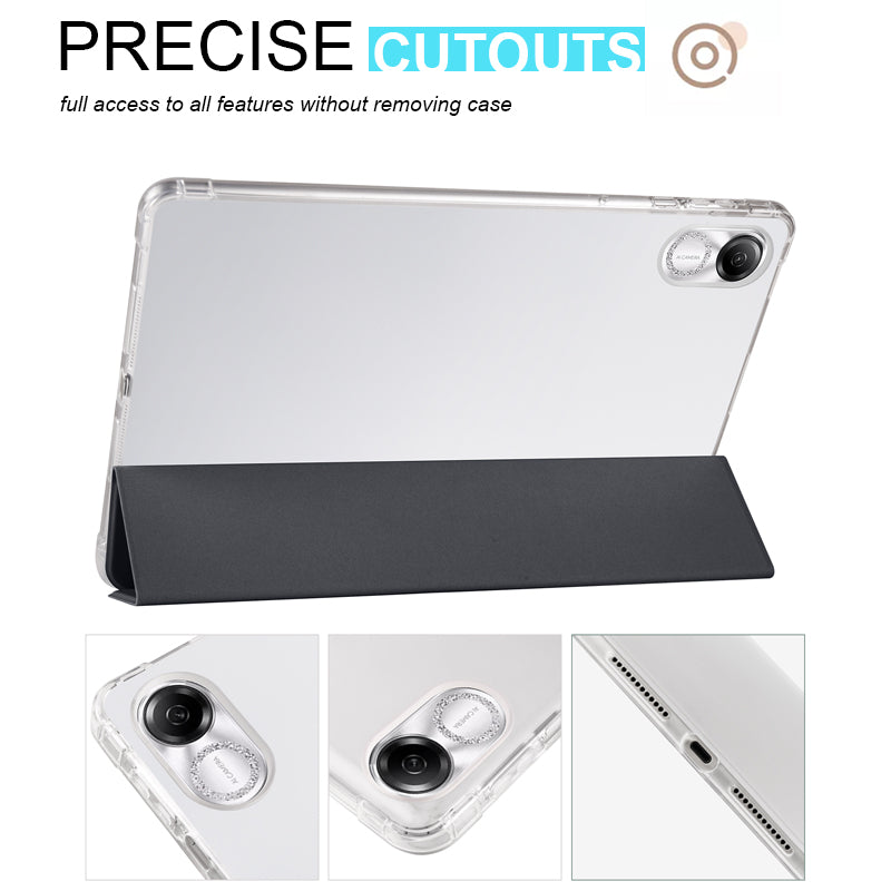 For Honor Pad X8 Pro / Pad X9 Trifold Stand Tablet Case Pen Slot PU Leather Transparent TPU Back Cover