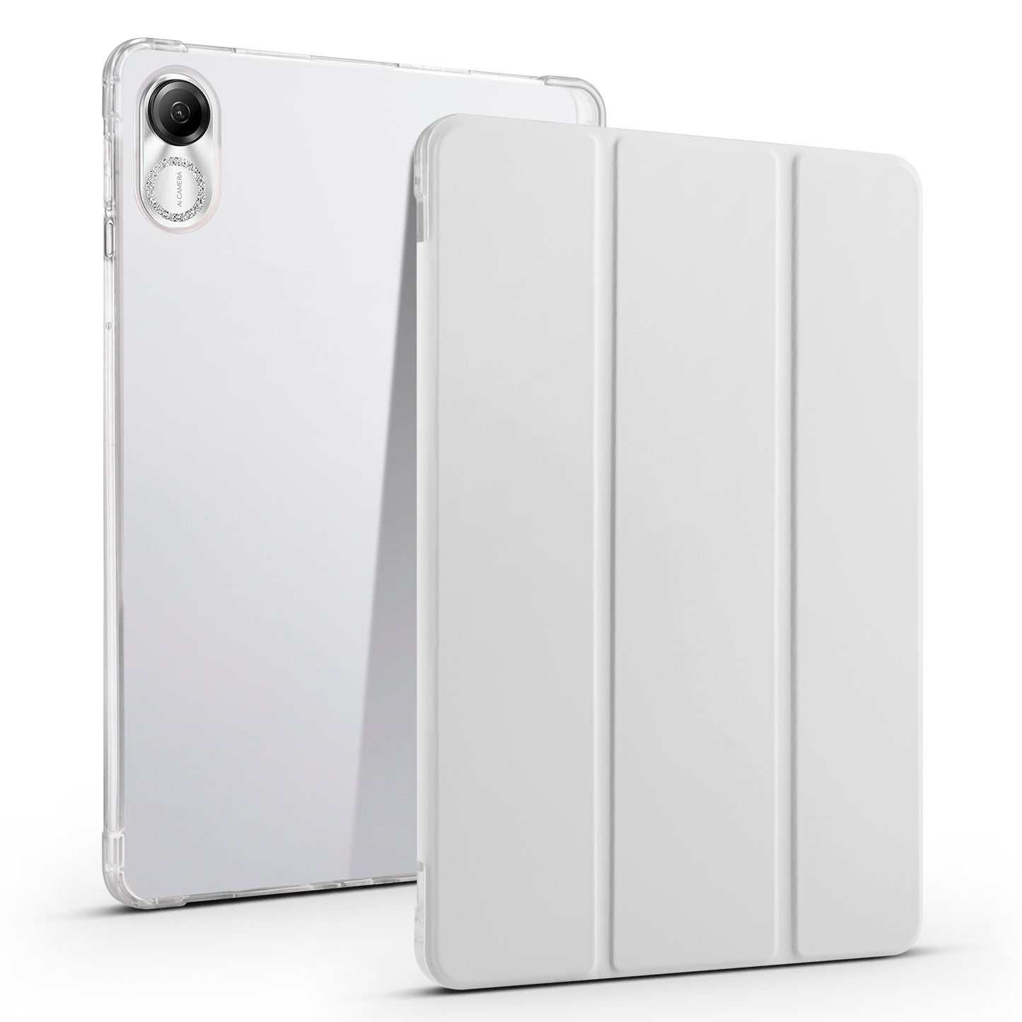 For Honor Pad X8 Pro / Pad X9 Trifold Stand Tablet Case Pen Slot PU Leather Transparent TPU Back Cover