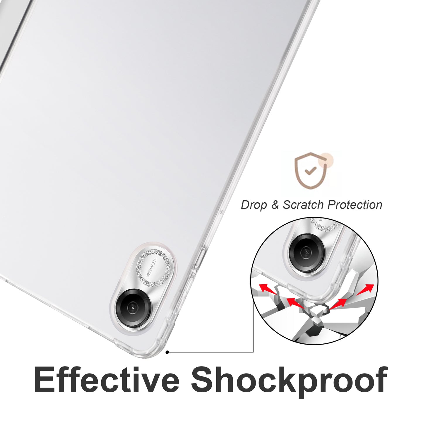 For Honor Pad X8 Pro / Pad X9 Trifold Stand Tablet Case Pen Slot PU Leather Transparent TPU Back Cover