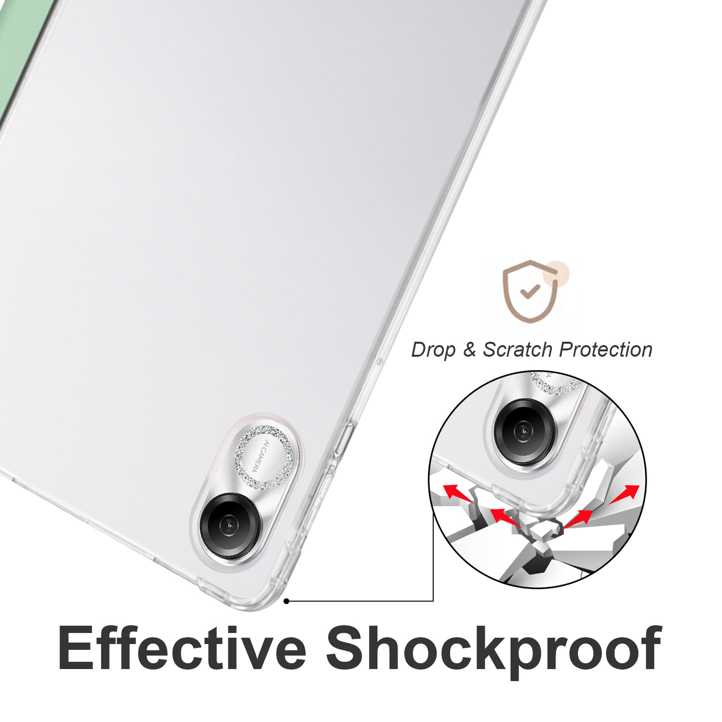 For Honor Pad X8 Pro / Pad X9 Trifold Stand Tablet Case Pen Slot PU Leather Transparent TPU Back Cover