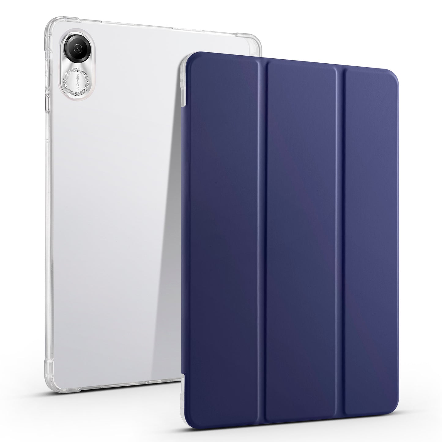 For Honor Pad X8 Pro / Pad X9 Trifold Stand Tablet Case Pen Slot PU Leather Transparent TPU Back Cover