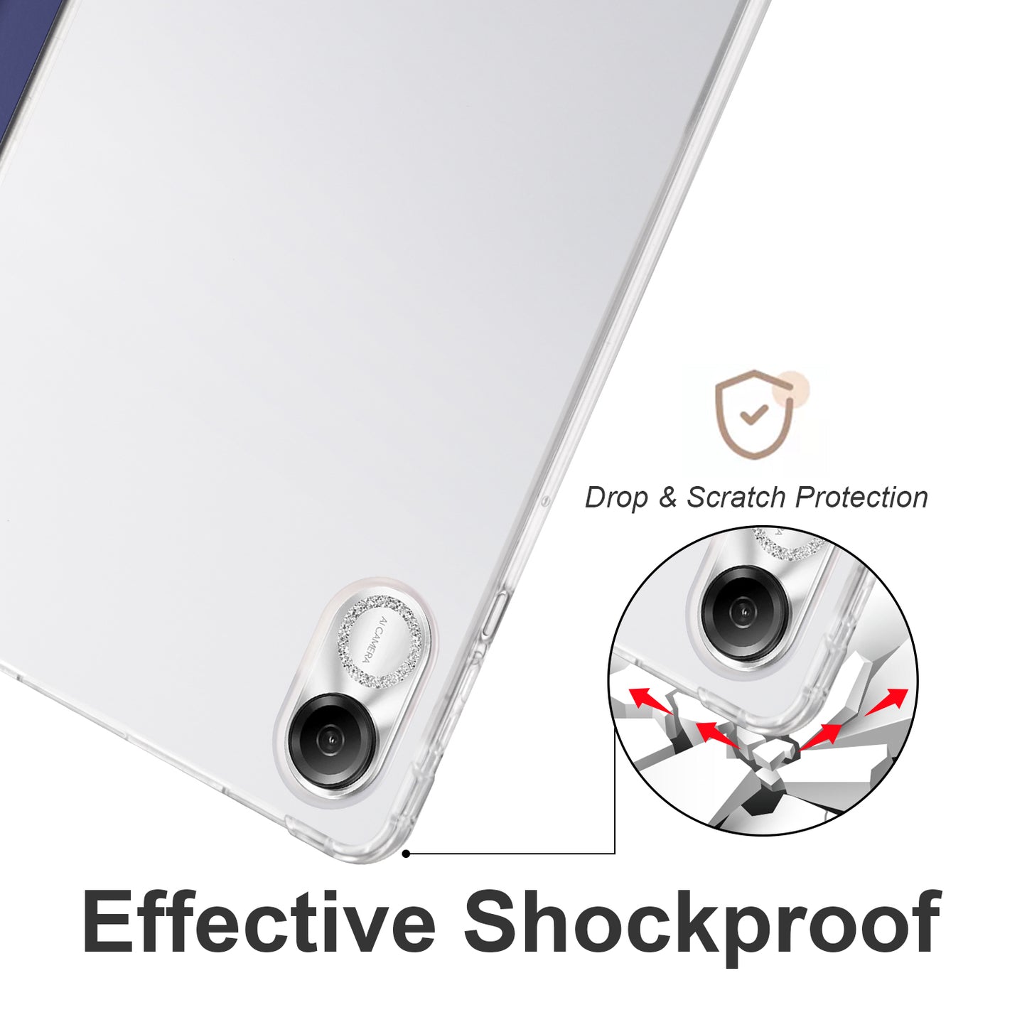 For Honor Pad X8 Pro / Pad X9 Trifold Stand Tablet Case Pen Slot PU Leather Transparent TPU Back Cover