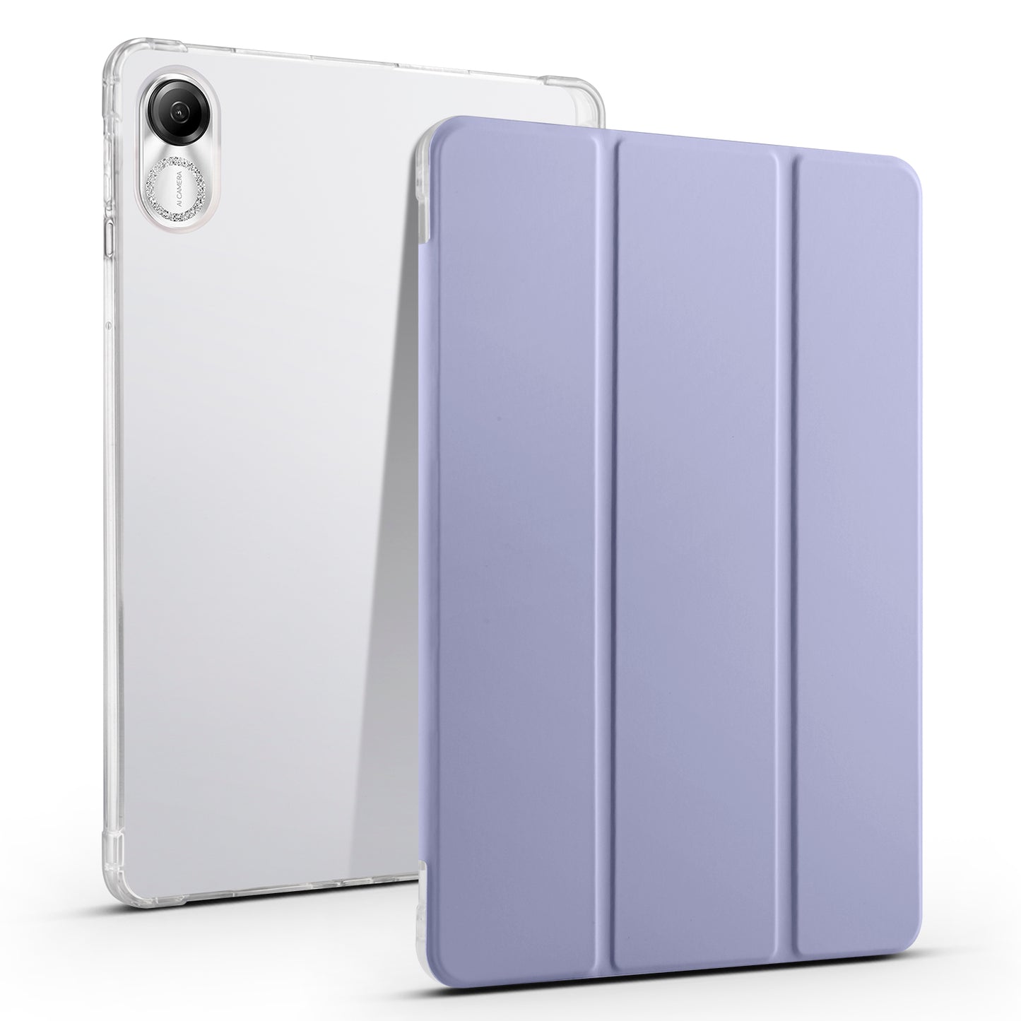 For Honor Pad X8 Pro / Pad X9 Trifold Stand Tablet Case Pen Slot PU Leather Transparent TPU Back Cover