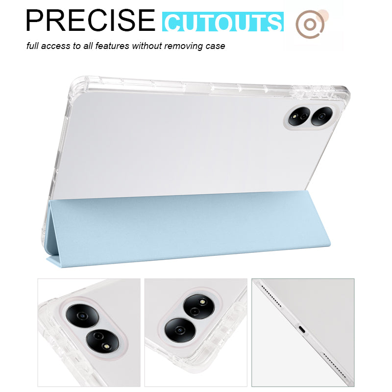 For Honor MagicPad 13 PU Leather Transparent TPU Tablet Case Trifold Stand Tablet Cover with Pencil Holder