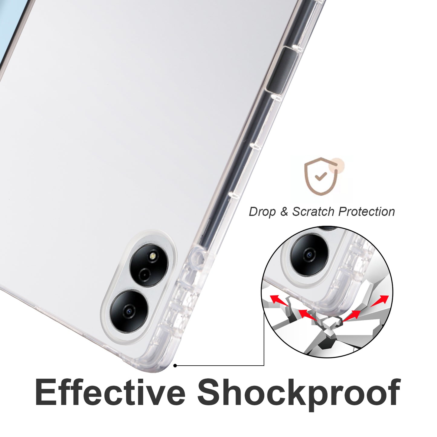 For Honor MagicPad 13 PU Leather Transparent TPU Tablet Case Trifold Stand Tablet Cover with Pencil Holder