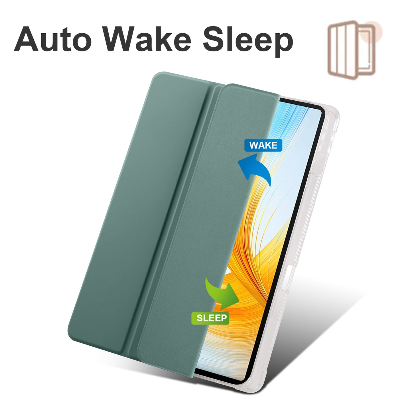 For Honor MagicPad 13 PU Leather Transparent TPU Tablet Case Trifold Stand Tablet Cover with Pencil Holder