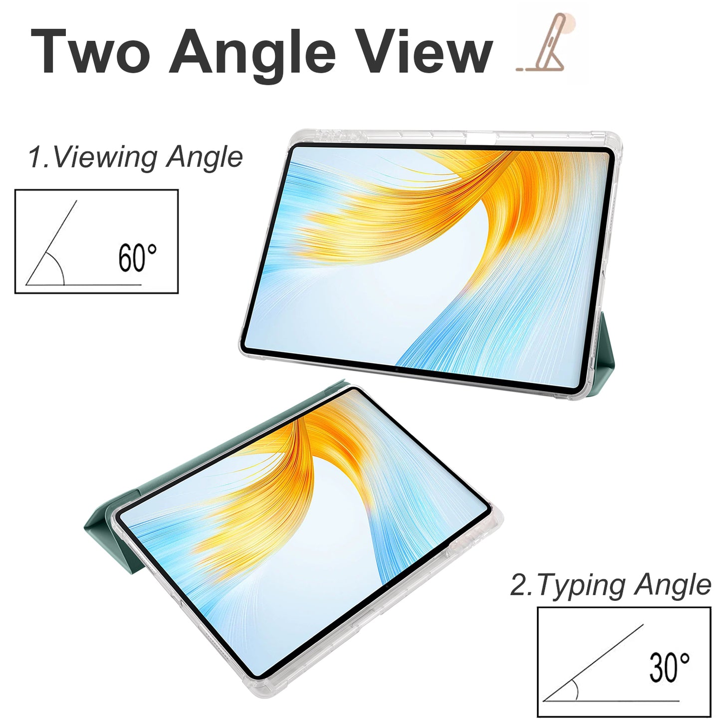 For Honor MagicPad 13 PU Leather Transparent TPU Tablet Case Trifold Stand Tablet Cover with Pencil Holder