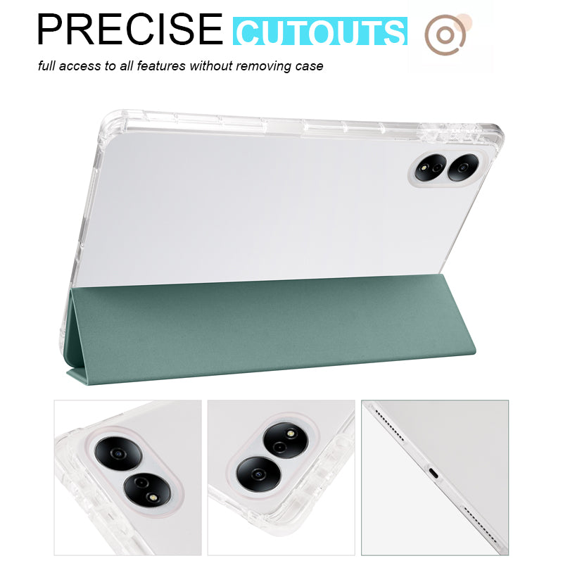 For Honor MagicPad 13 PU Leather Transparent TPU Tablet Case Trifold Stand Tablet Cover with Pencil Holder
