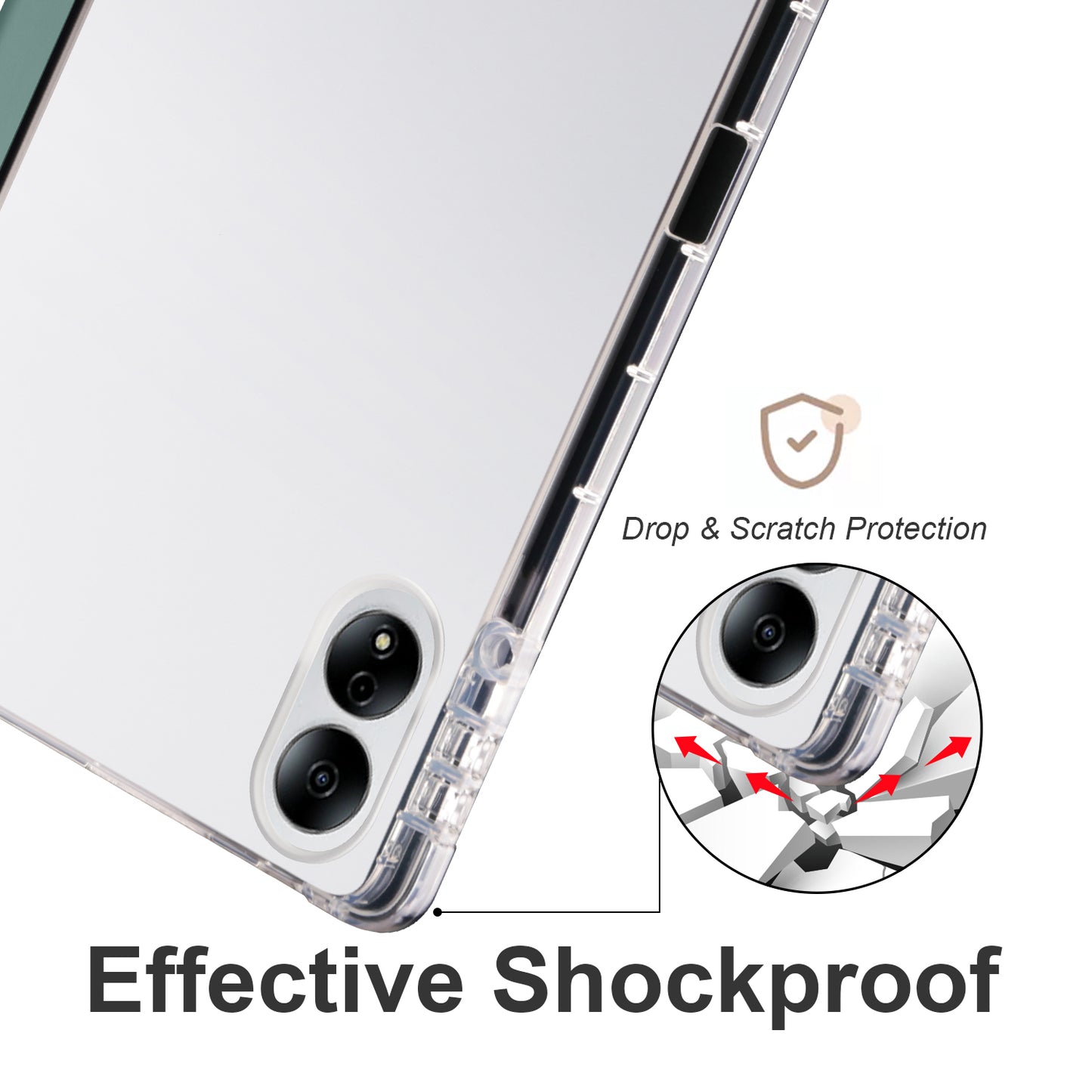 For Honor MagicPad 13 PU Leather Transparent TPU Tablet Case Trifold Stand Tablet Cover with Pencil Holder