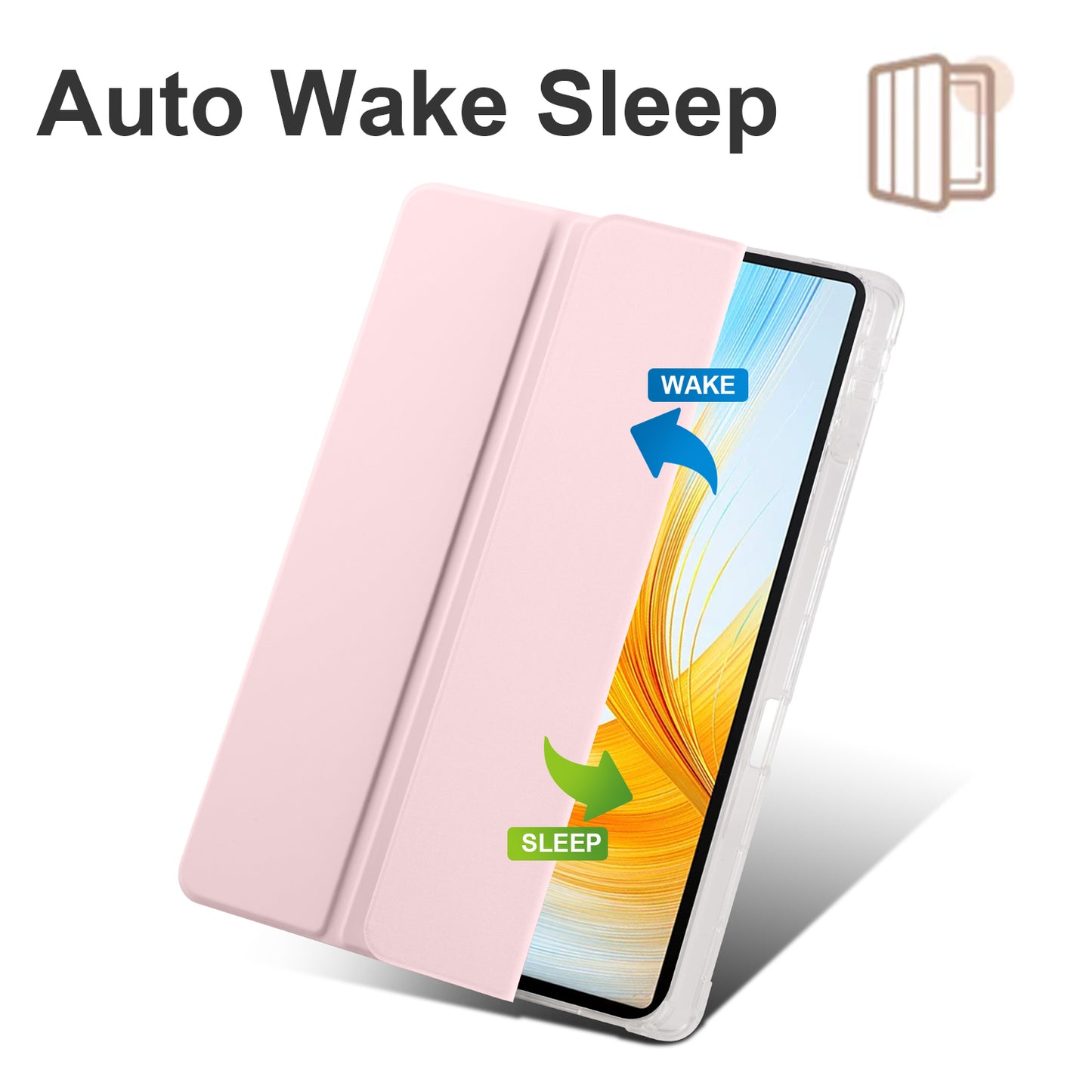 For Honor MagicPad 13 PU Leather Transparent TPU Tablet Case Trifold Stand Tablet Cover with Pencil Holder