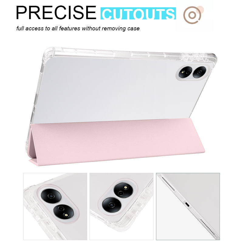 For Honor MagicPad 13 PU Leather Transparent TPU Tablet Case Trifold Stand Tablet Cover with Pencil Holder