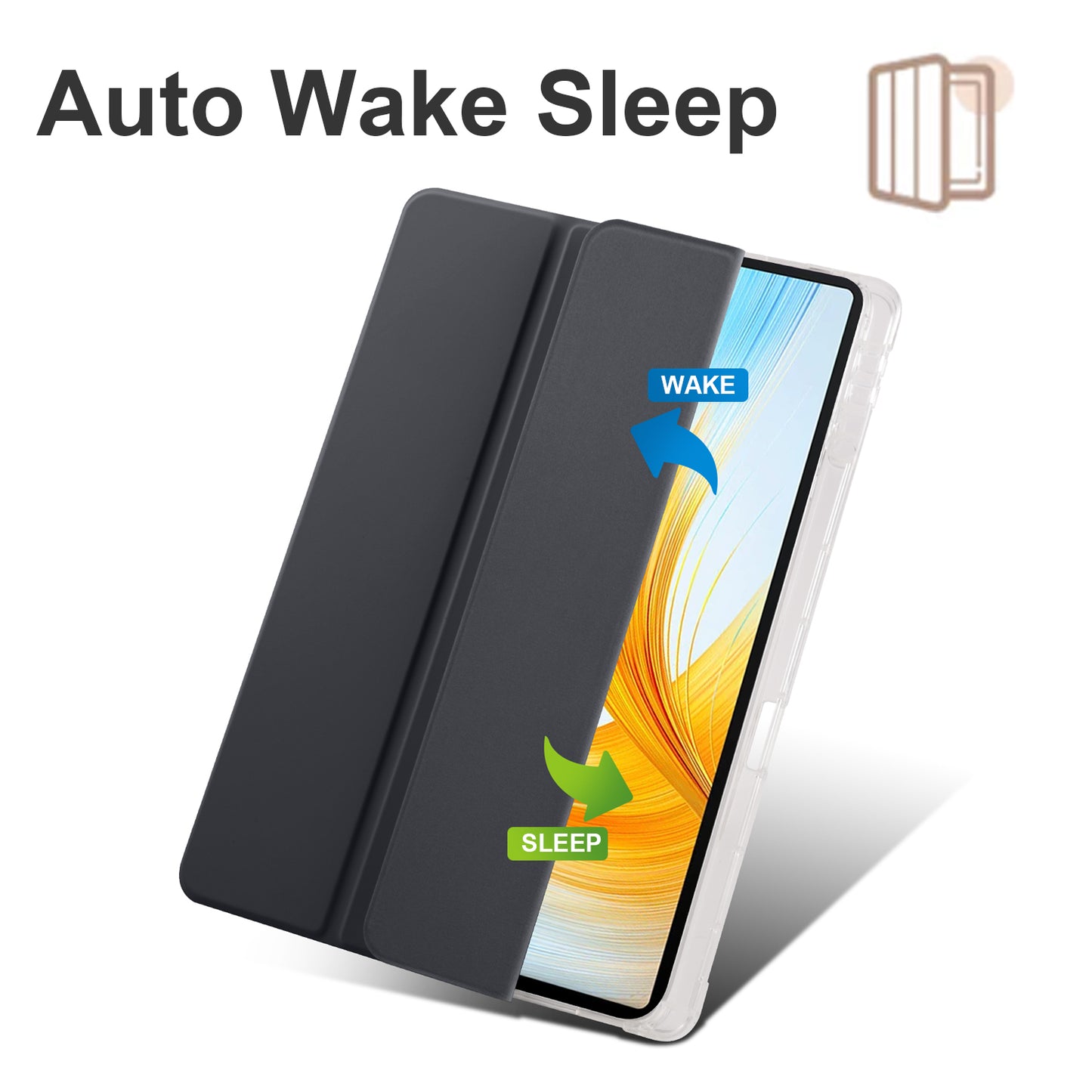 For Honor MagicPad 13 PU Leather Transparent TPU Tablet Case Trifold Stand Tablet Cover with Pencil Holder