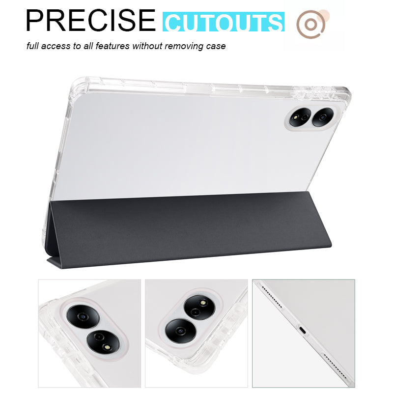 For Honor MagicPad 13 PU Leather Transparent TPU Tablet Case Trifold Stand Tablet Cover with Pencil Holder