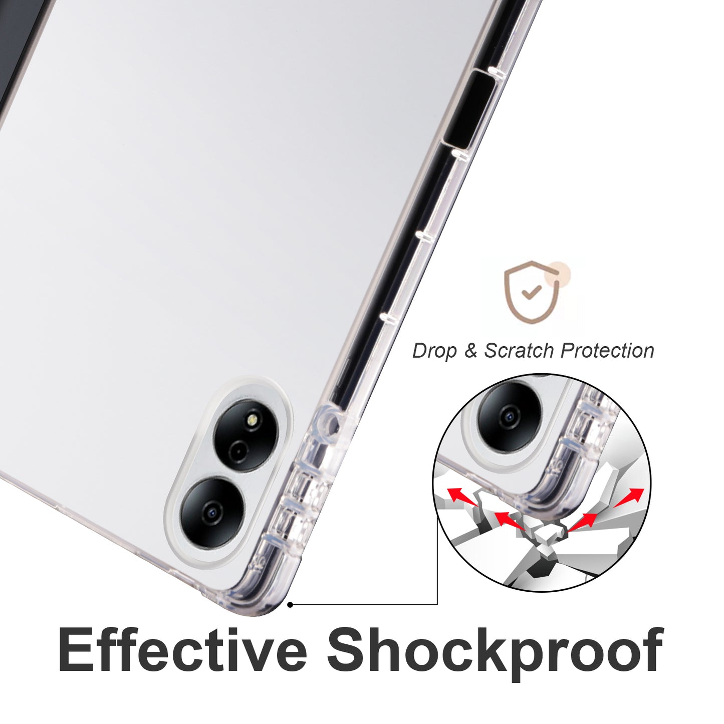 For Honor MagicPad 13 PU Leather Transparent TPU Tablet Case Trifold Stand Tablet Cover with Pencil Holder