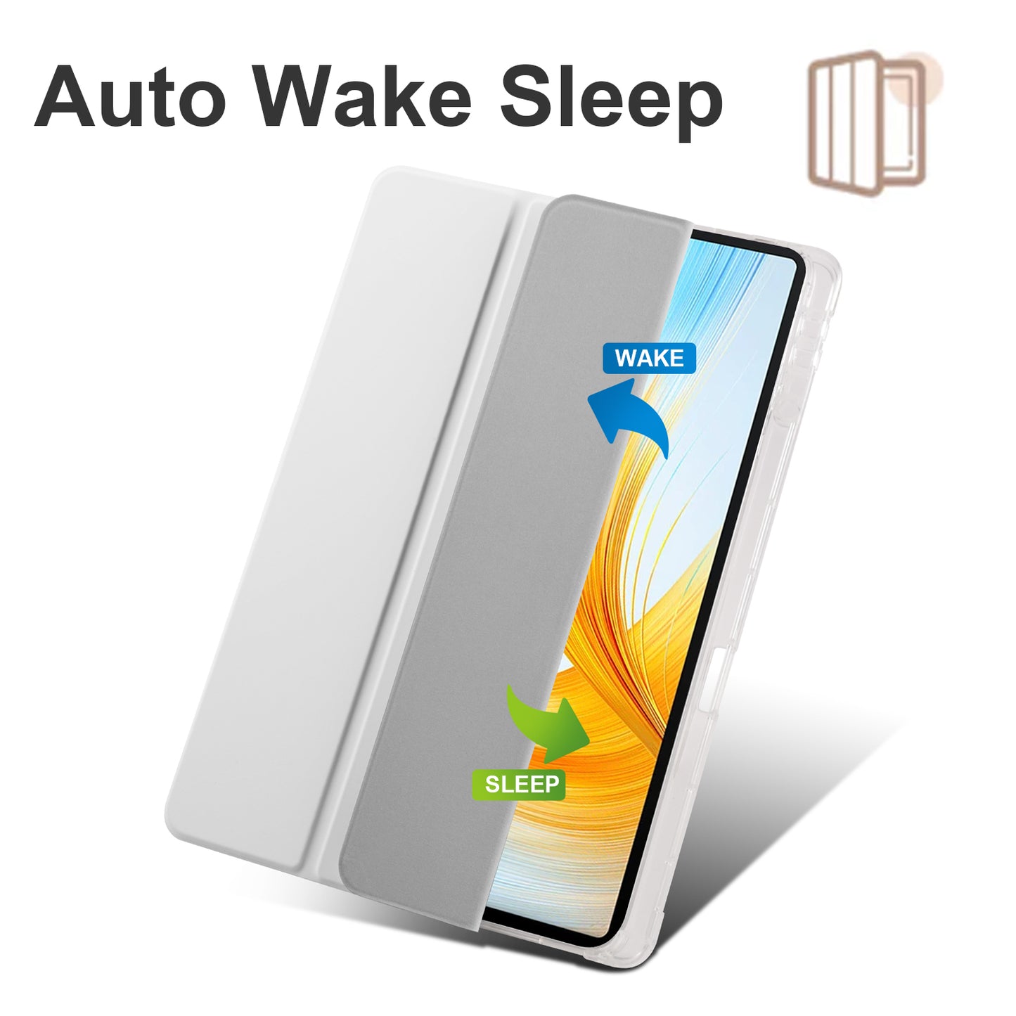 For Honor MagicPad 13 PU Leather Transparent TPU Tablet Case Trifold Stand Tablet Cover with Pencil Holder