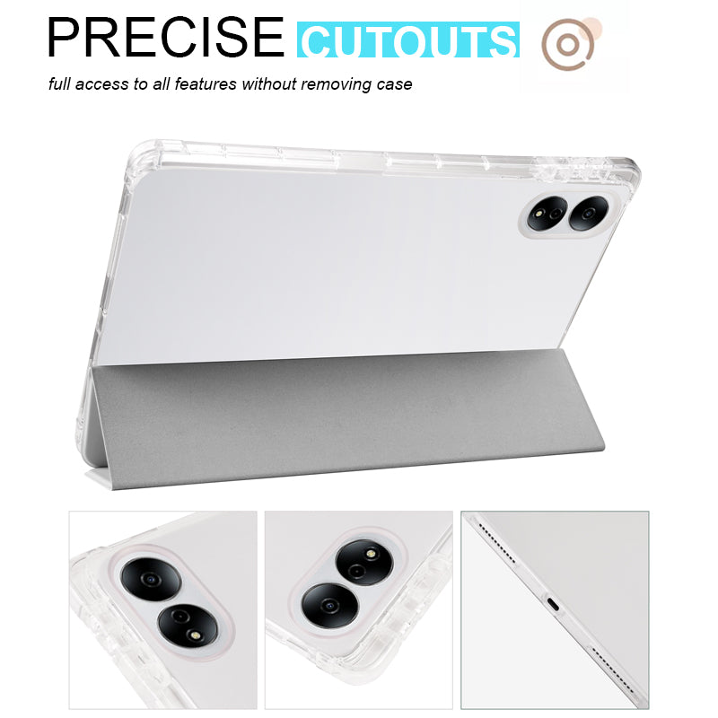 For Honor MagicPad 13 PU Leather Transparent TPU Tablet Case Trifold Stand Tablet Cover with Pencil Holder